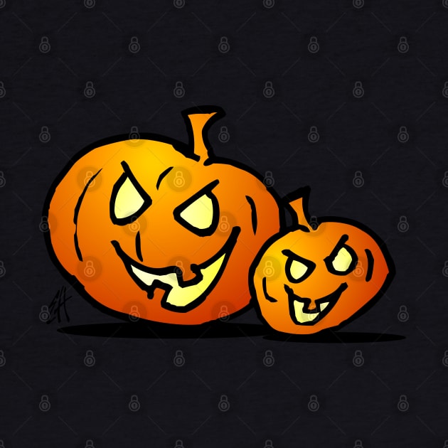 Jack-o'-lantern, Two Halloween pumpkins by Cardvibes